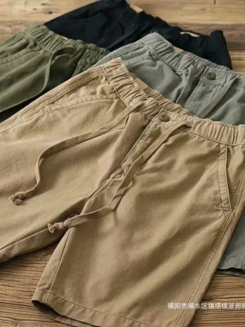 Baggy Large Pocket Shorts Pure Cotton Casual Pants