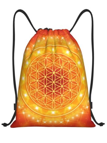 Flower Of Life Lotus Mandala Lightweight Drawstring bag