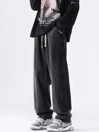 Slim loose fitting casual pants straight leg