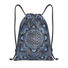 Flower Of Life Lotus Mandala Lightweight Drawstring bag