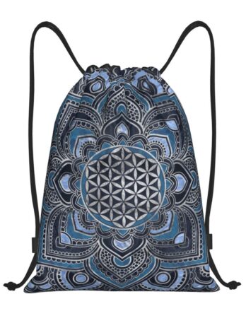 Flower Of Life Lotus Mandala Lightweight Drawstring bag