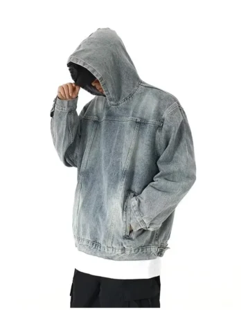 Denim Hooded Pullover Jacket