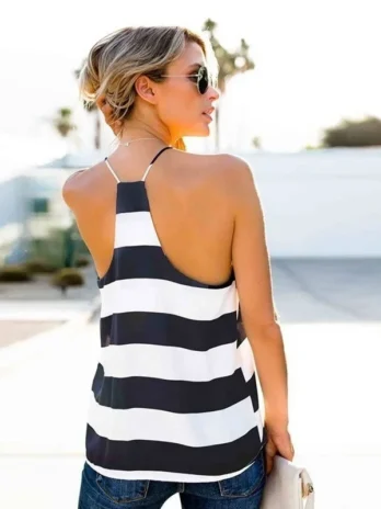Basic Striped Camisole Adjustable Strap Tank Top